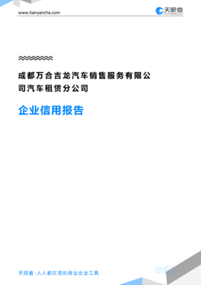 成都万合吉龙汽车销售服务汽车租赁分公司企业信用报告深度解读 销售与租赁业务布局分析